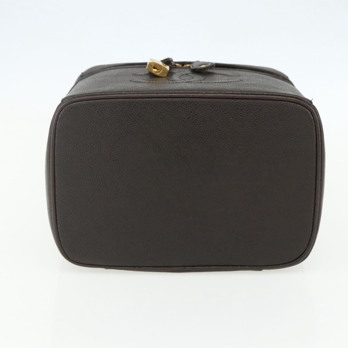 Chanel Vintage Timeless Vanity Case Caviar Brown Leather Handbag (Pre-Owned)