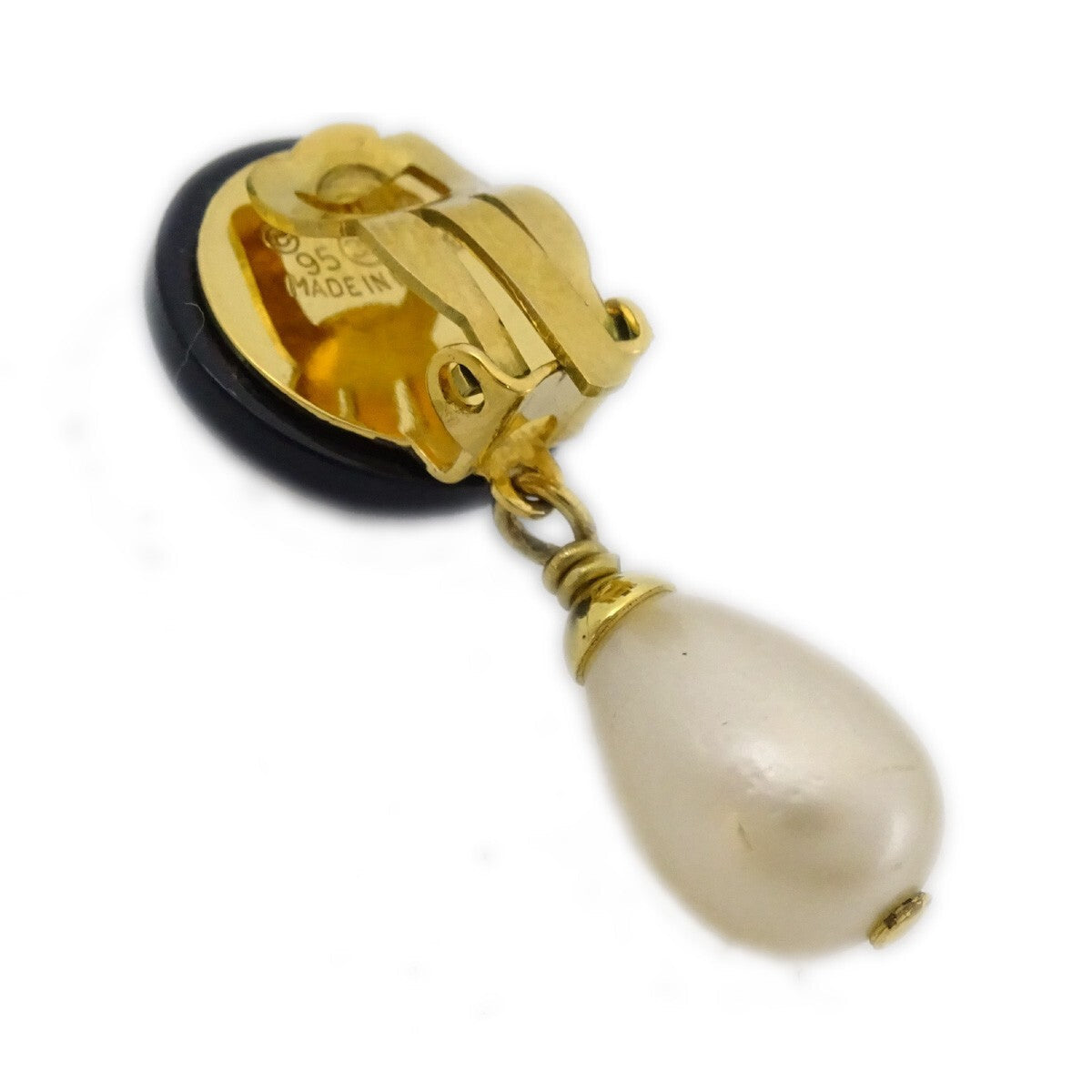 Chanel Cc Dangle Earrings Metal With Faux Pearl Gold Gold_Plated Earrings Jewelry (Pre-Owned)