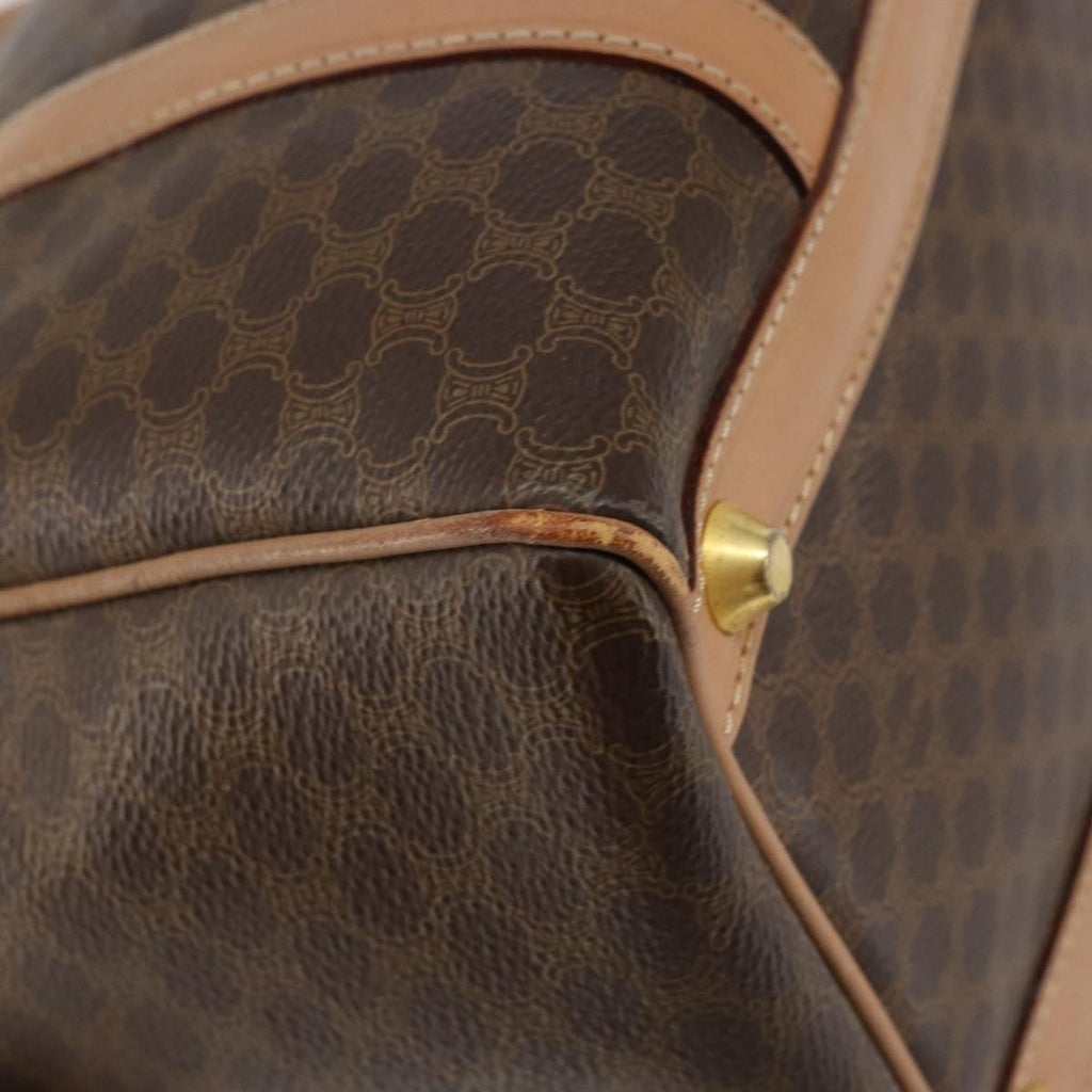 Celine Vintage Macadam Boston Bag Canvas Brown Canvas Travel Bag Bag (Pre-Owned)