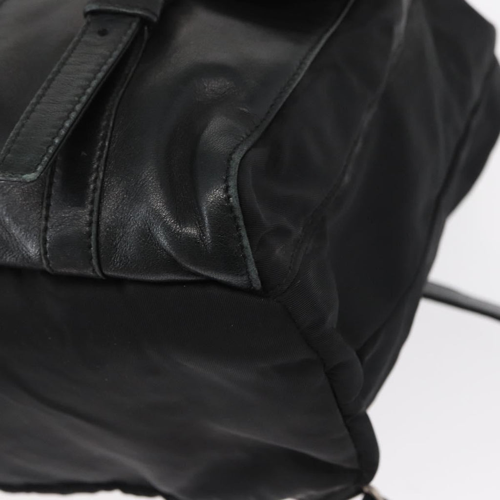 Prada Vela Double Front Pocket Backpack Tessuto With Saffiano Leather Black Nylon Backpack Bag (Pre-Owned)