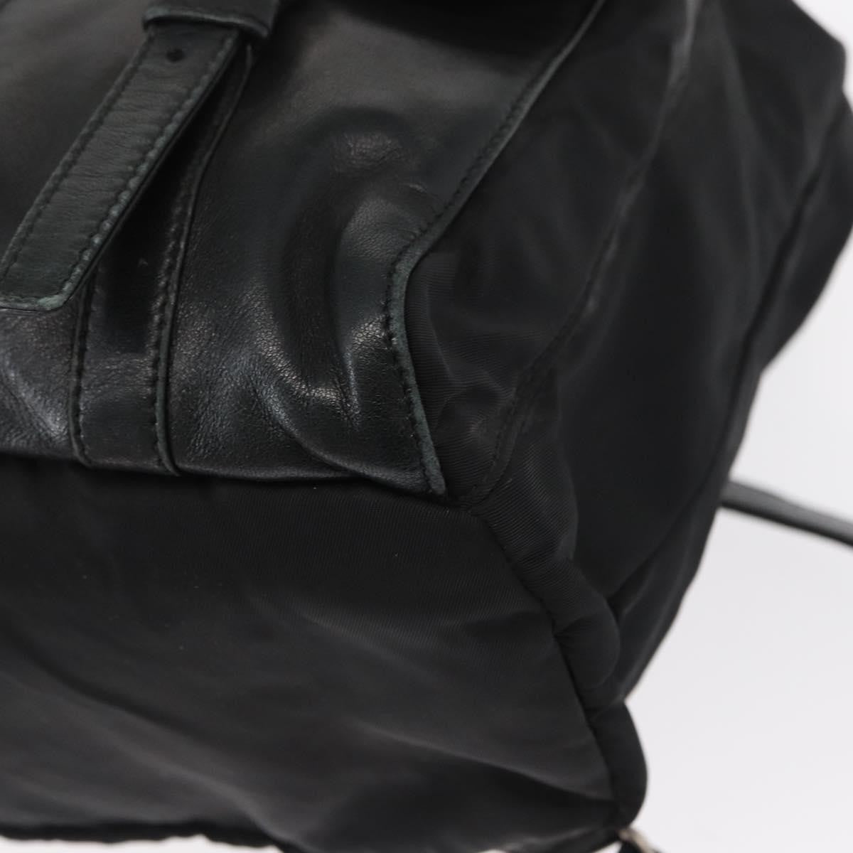 Prada Vela Double Front Pocket Backpack Tessuto With Saffiano Leather Black Nylon Backpack Bag (Pre-Owned)