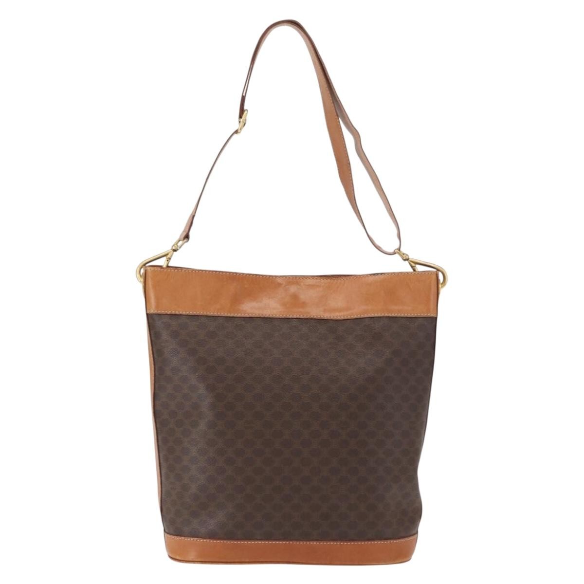Celine Vintage Macadam Shoulder Bag Canvas And Leather Brown Canvas Shoulder Bag Bag (Pre-Owned)