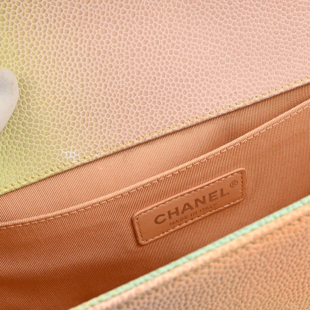 Chanel Rainbow Boy Flap Bag Quilted Painted Caviar Multicolour Leather Shoulder Bag Bag (Pre-Owned)