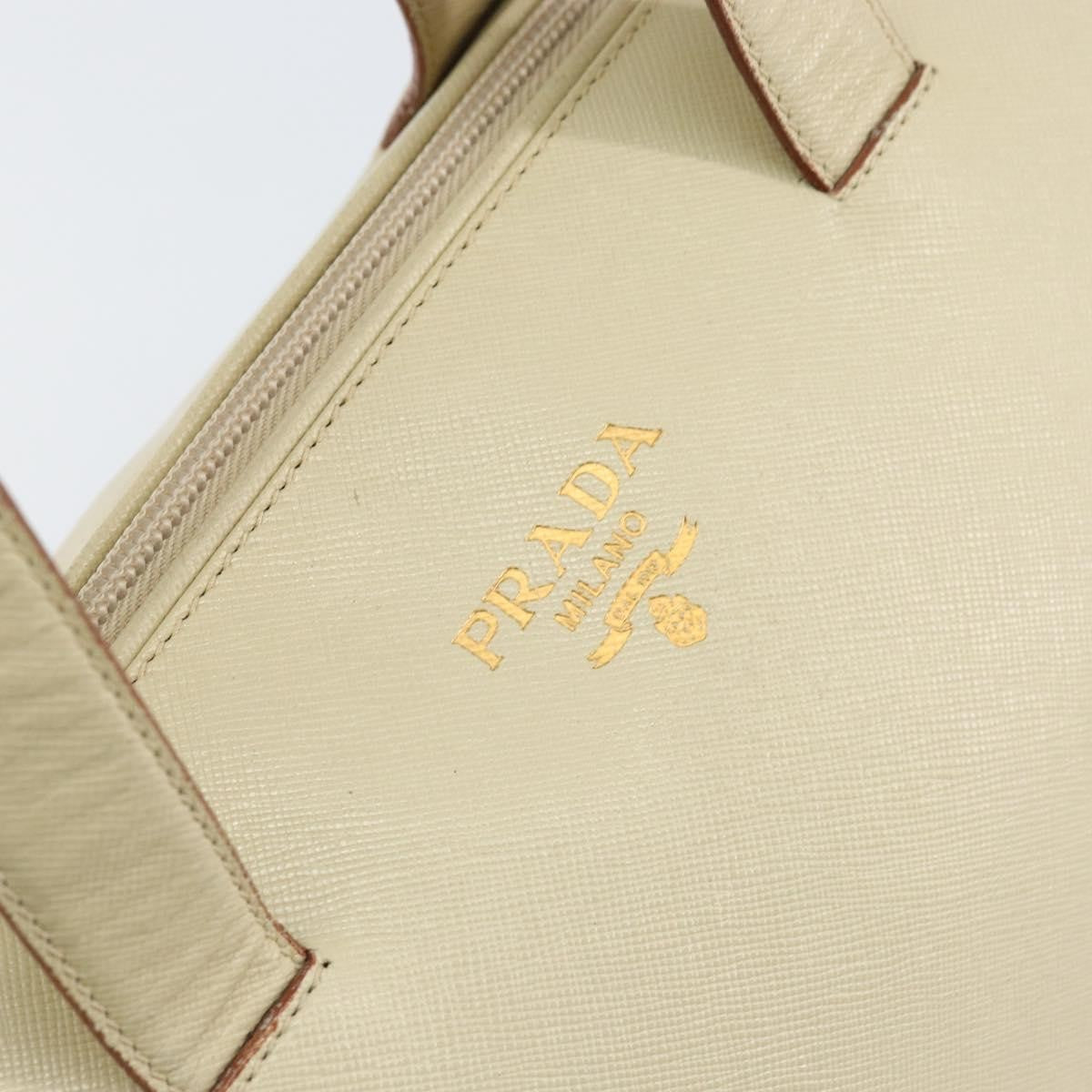 Prada Vintage Handbag Leather Beige Leather Handbag (Pre-Owned)