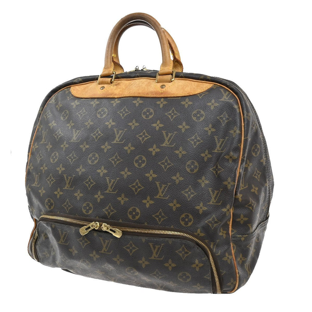 Louis Vuitton Evasion Travel Bag Monogram Canvas Brown Leather Bag (Pre-Owned)