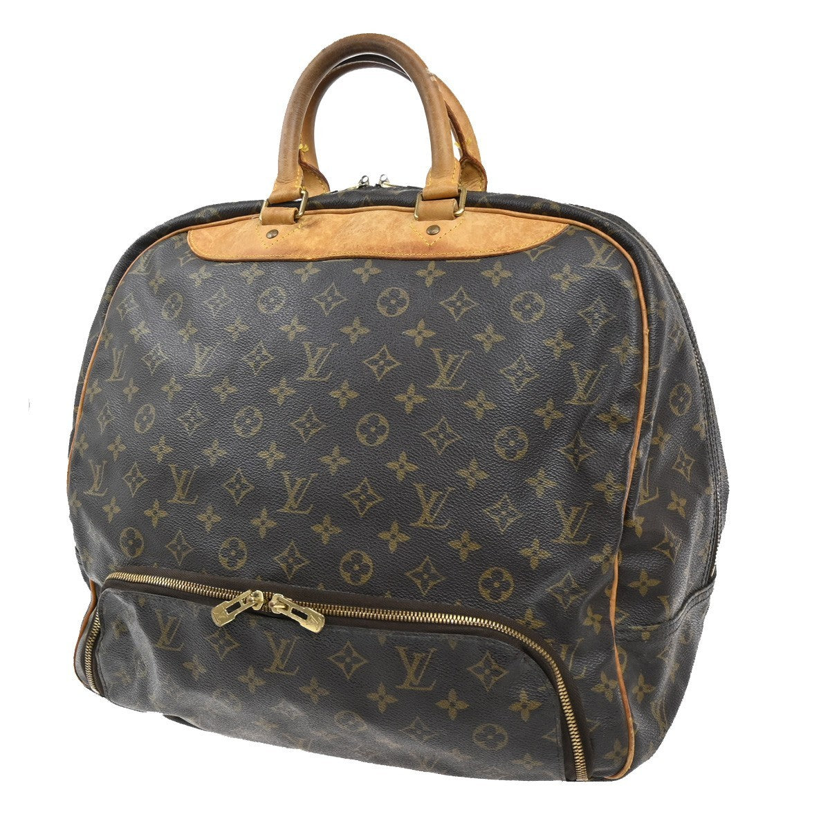 Louis Vuitton Evasion Travel Bag Monogram Canvas Brown Leather Bag (Pre-Owned)