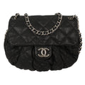 Chanel Chain Around Flap Bag Quilted Leather Black Leather Shoulder Bag Bag (Pre-Owned)