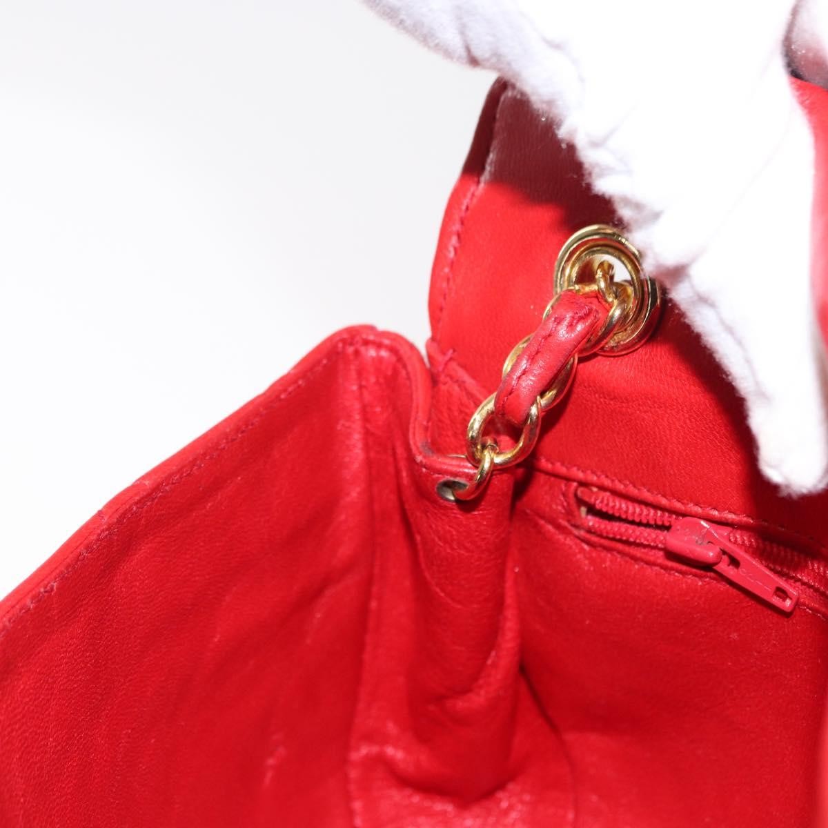 Chanel Camellia Rounded Clutch Satin And Leather Red Leather Shoulder Bag Bag (Pre-Owned)