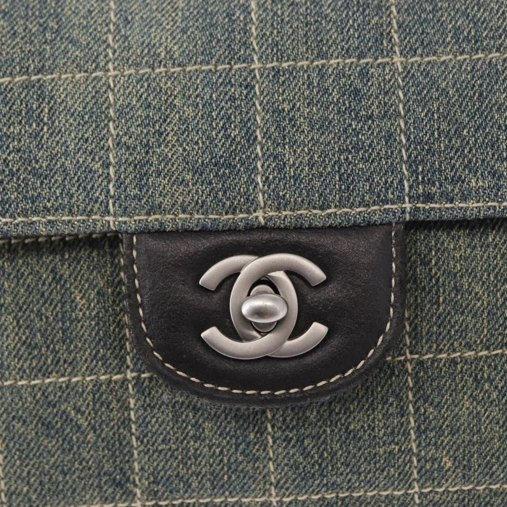 Chanel Chocolate Bar Flap Bag Quilted Denim Blue Denim_Jeans Shoulder Bag Bag (Pre-Owned)