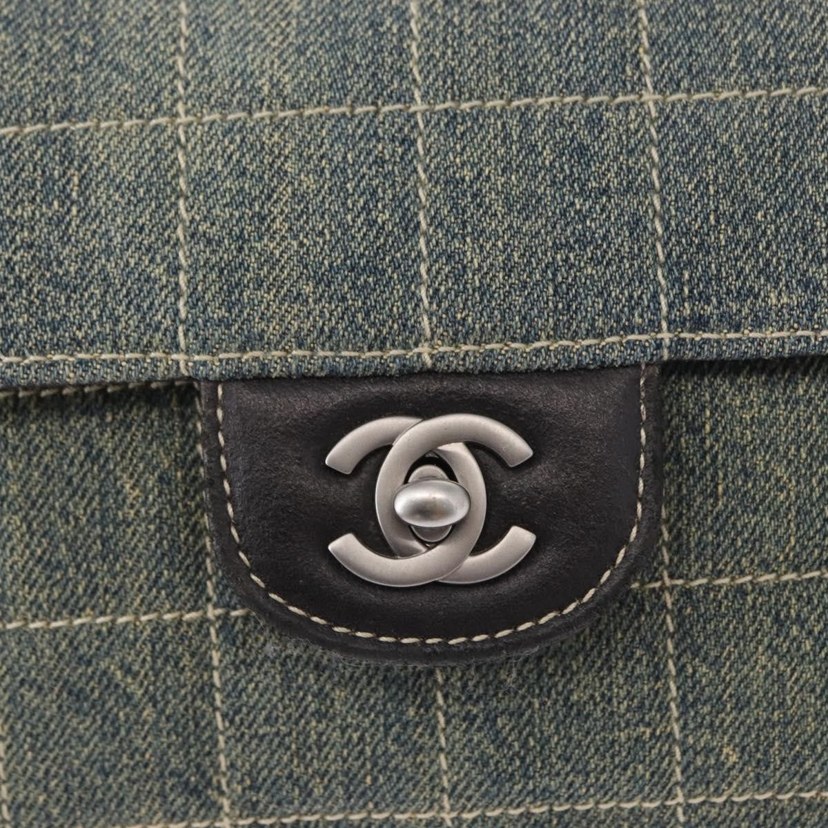 Chanel Chocolate Bar Flap Bag Quilted Denim Blue Denim_Jeans Shoulder Bag Bag (Pre-Owned)