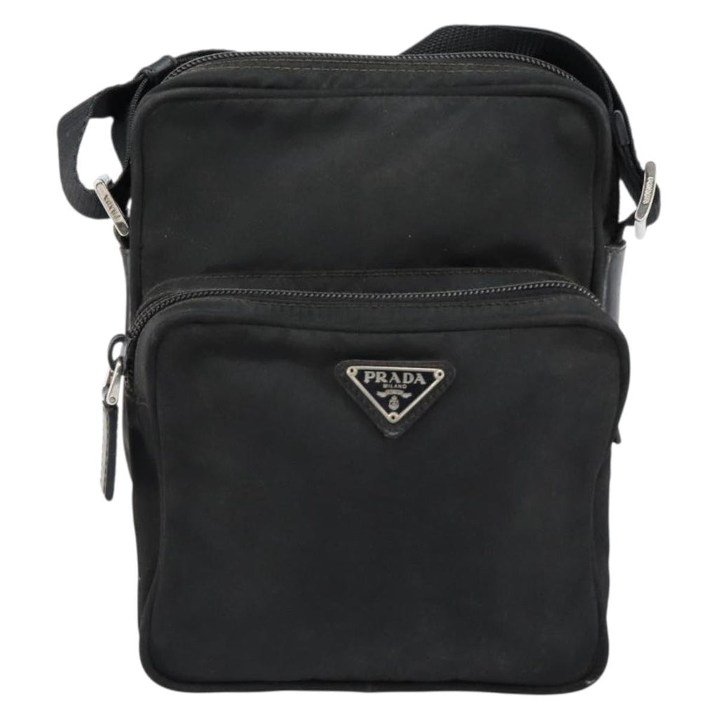 Prada Front Pocket Messenger Bag Tessuto Black Nylon Shoulder Bag Bag (Pre-Owned)
