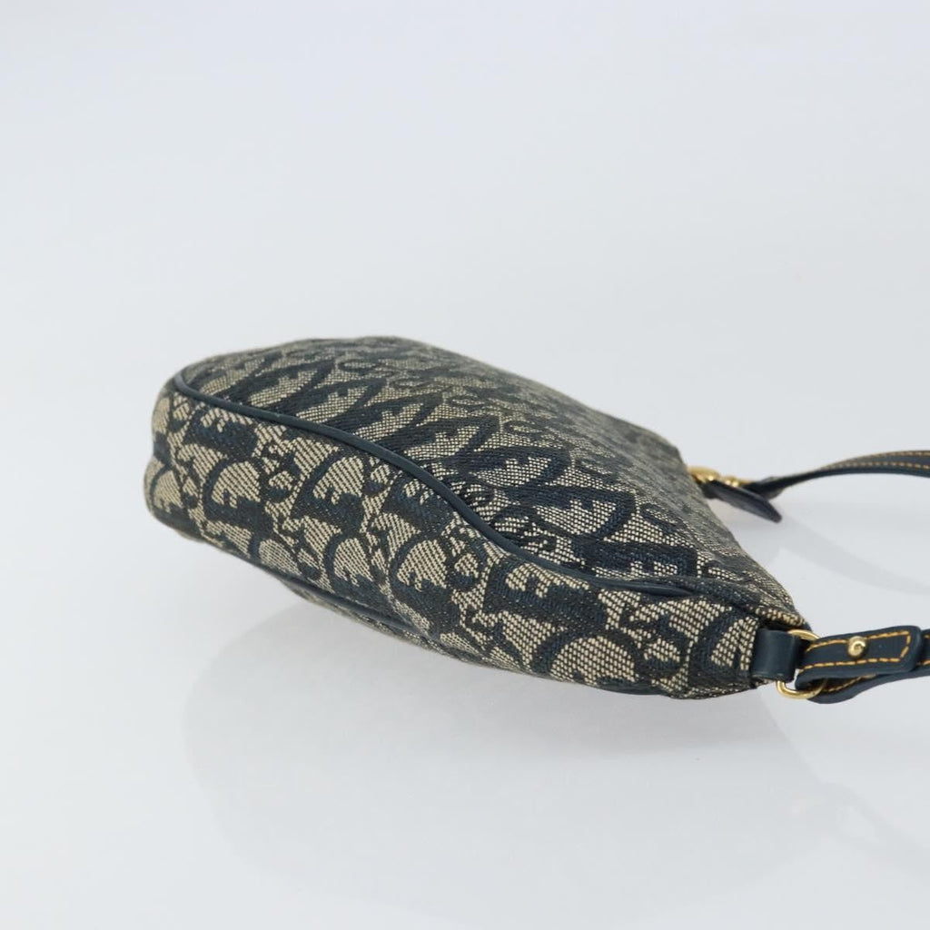 Christian Dior Vintage Saddle Bag Diorissimo Canvas Navy Canvas Clutche & Pouche Bag (Pre-Owned)