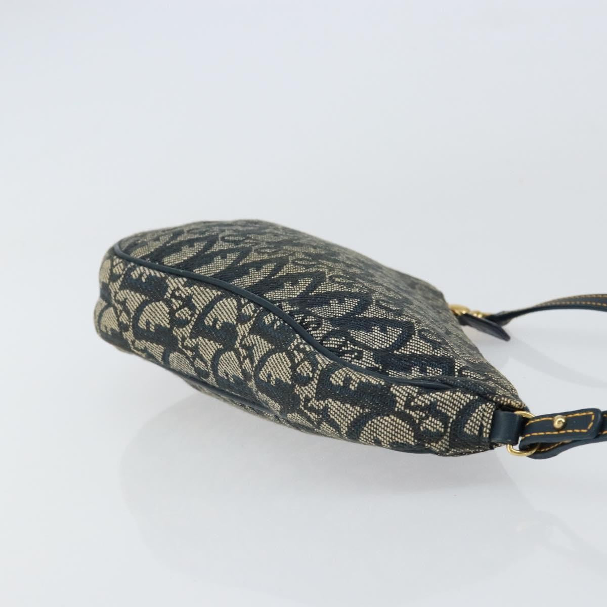 Christian Dior Vintage Saddle Bag Diorissimo Canvas Navy Canvas Clutche & Pouche Bag (Pre-Owned)