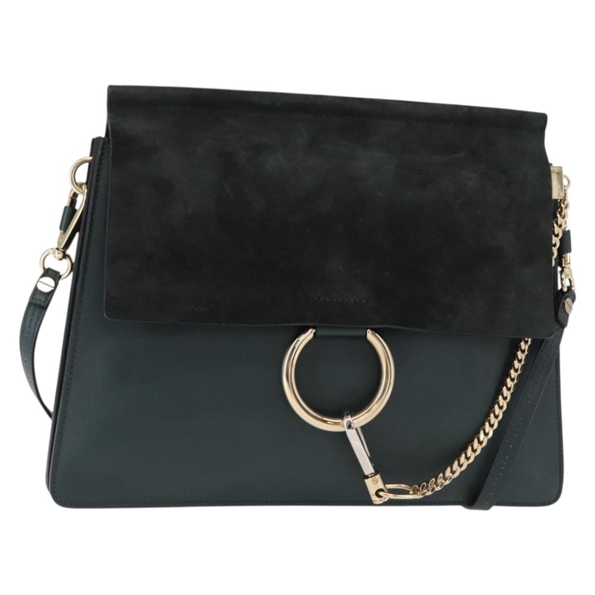 Chloe Faye Shoulder Bag Leather And Suede Khaki Suede Shoulder Bag Bag (Pre-Owned)