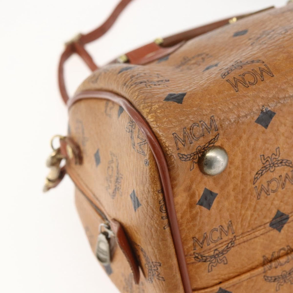 MCM Visetos Logogramme Handbag Canvas And Leather Brown Pvc Handbag (Pre-Owned)