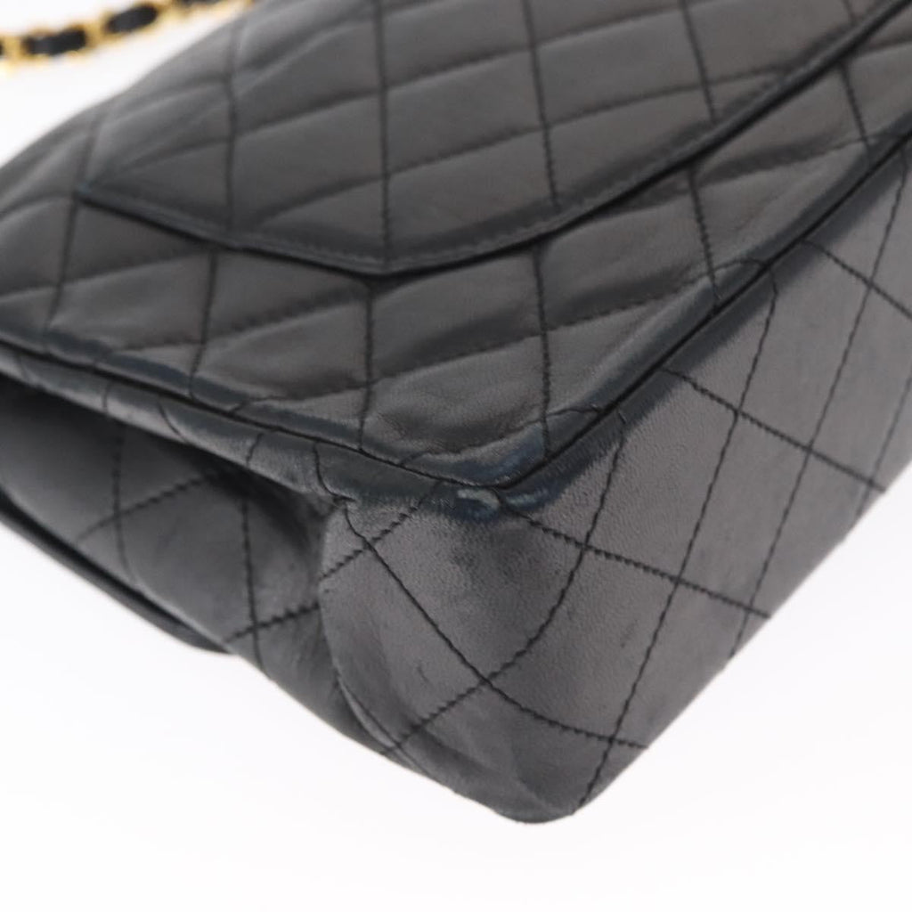 Chanel Vintage Two Tone Cc Flap Bag Quilted Lambskin Black Leather Shoulder Bag Bag (Pre-Owned)