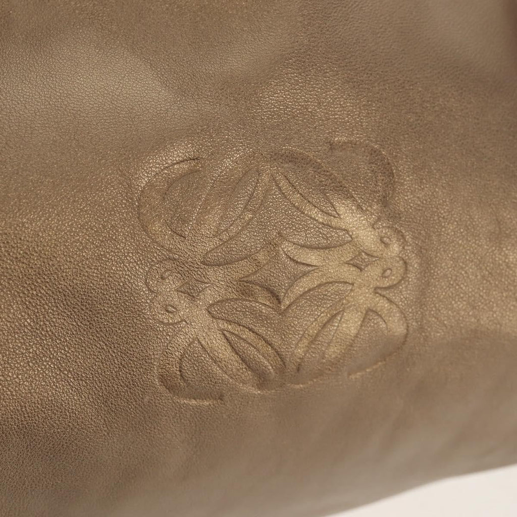 Loewe Anagram Logo Nappa Aire Hand Bag Leather Gold Leather Handbag (Pre-Owned)