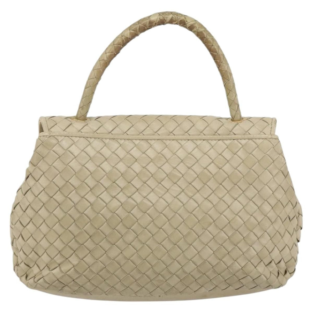 Bottega Veneta Intrecciato Handbag Leather Beige Leather Handbag (Pre-Owned)