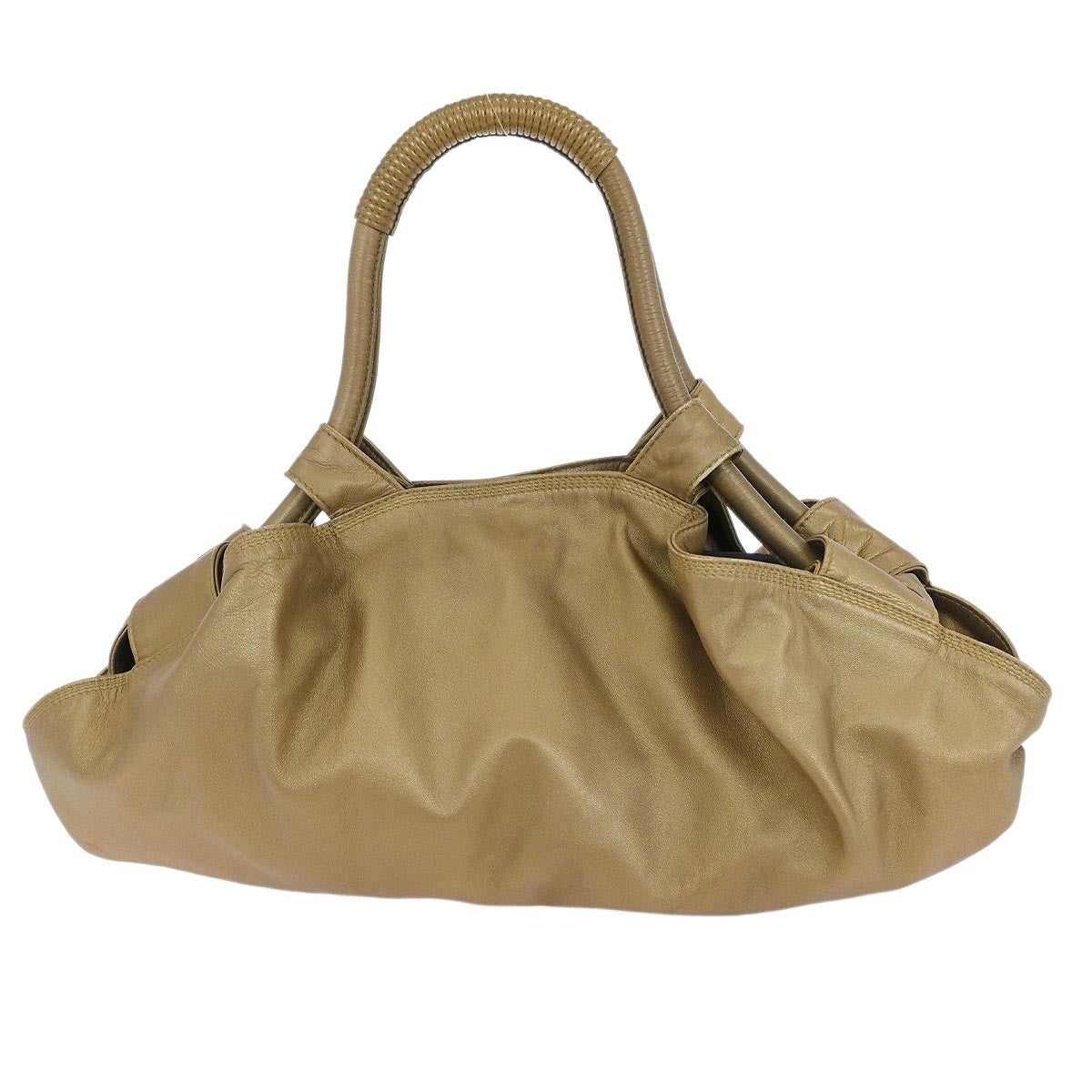 Loewe Anagram Logo Nappa Aire Hand Bag Leather Gold Leather Handbag (Pre-Owned)