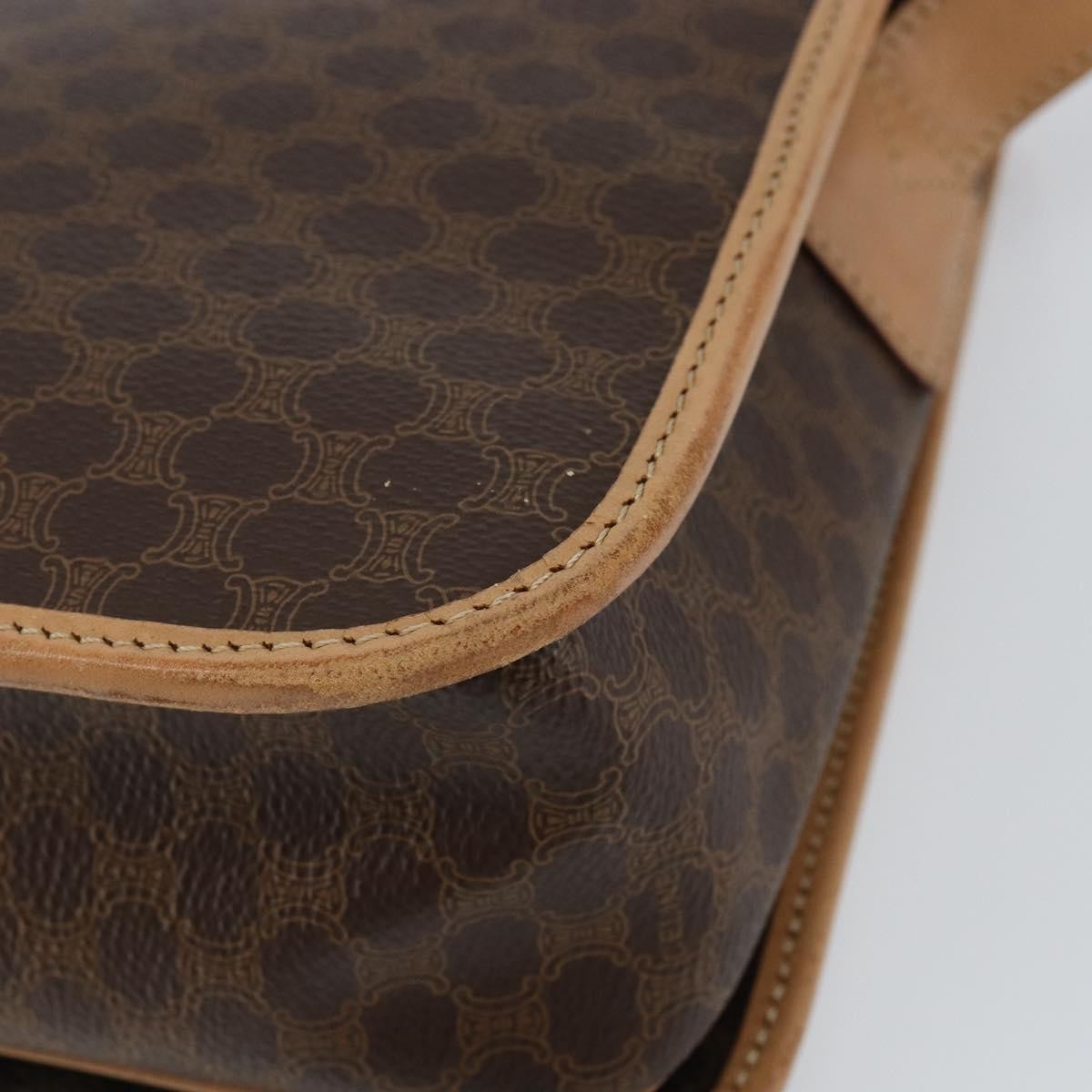 Celine Vintage Macadam Shoulder Bag Canvas And Leather Brown Canvas Shoulder Bag Bag (Pre-Owned)
