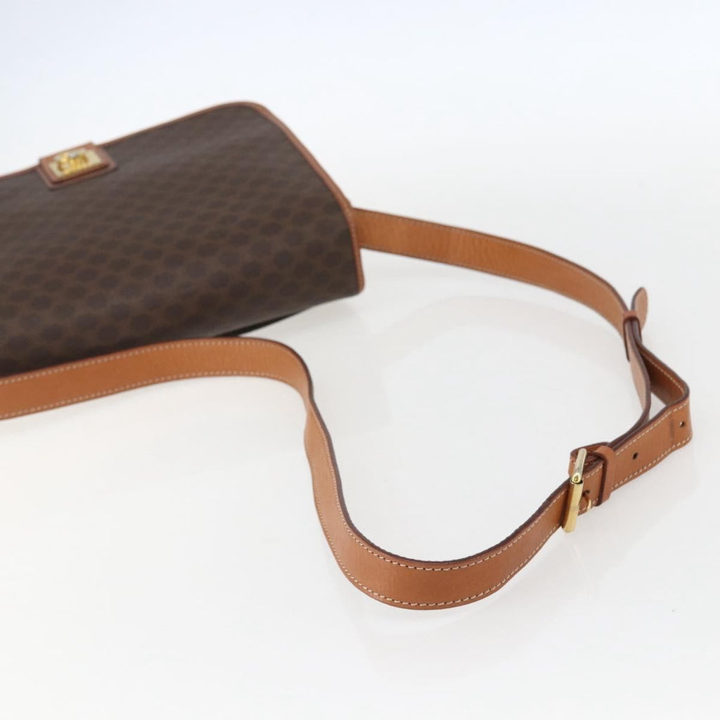 Celine Vintage Macadam Shoulder Bag Canvas And Leather Brown Canvas Shoulder Bag Bag (Pre-Owned)