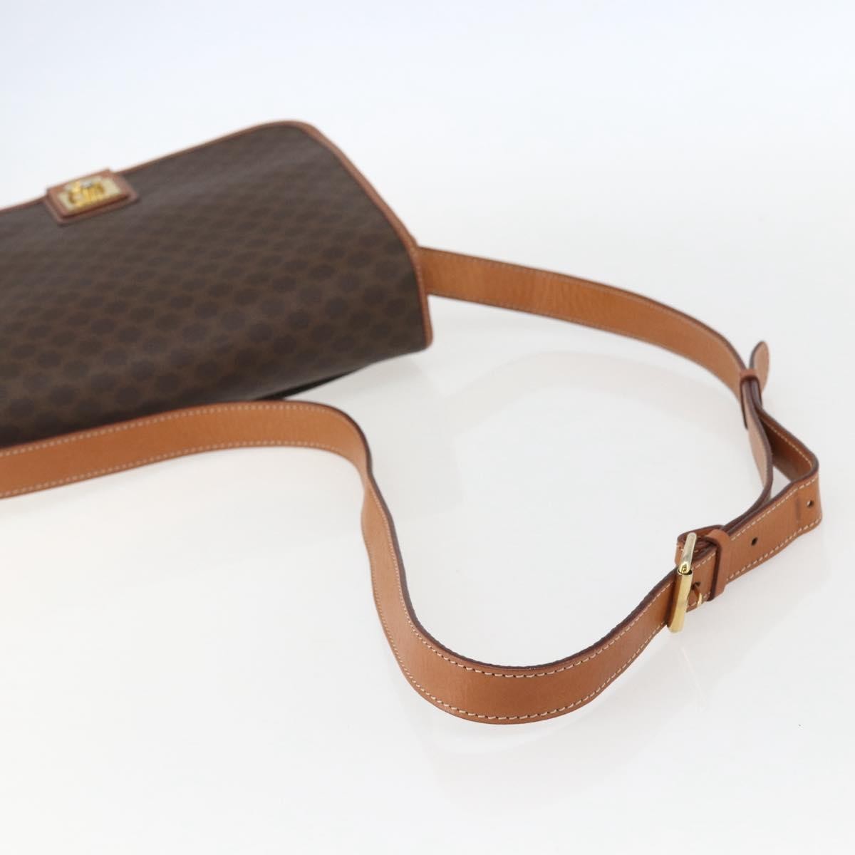 Celine Vintage Macadam Shoulder Bag Canvas And Leather Brown Canvas Shoulder Bag Bag (Pre-Owned)