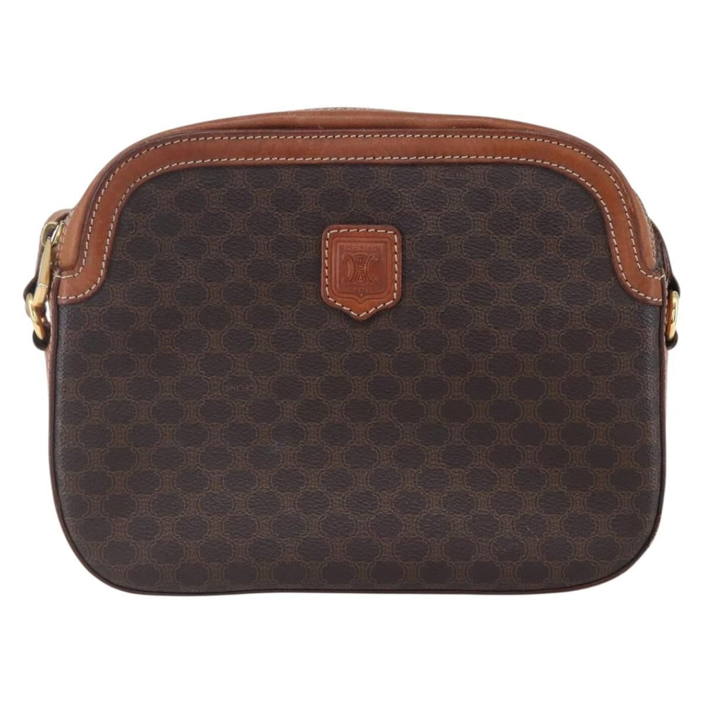 Celine Vintage Macadam Shoulder Bag Canvas And Leather Brown Canvas Shoulder Bag Bag (Pre-Owned)