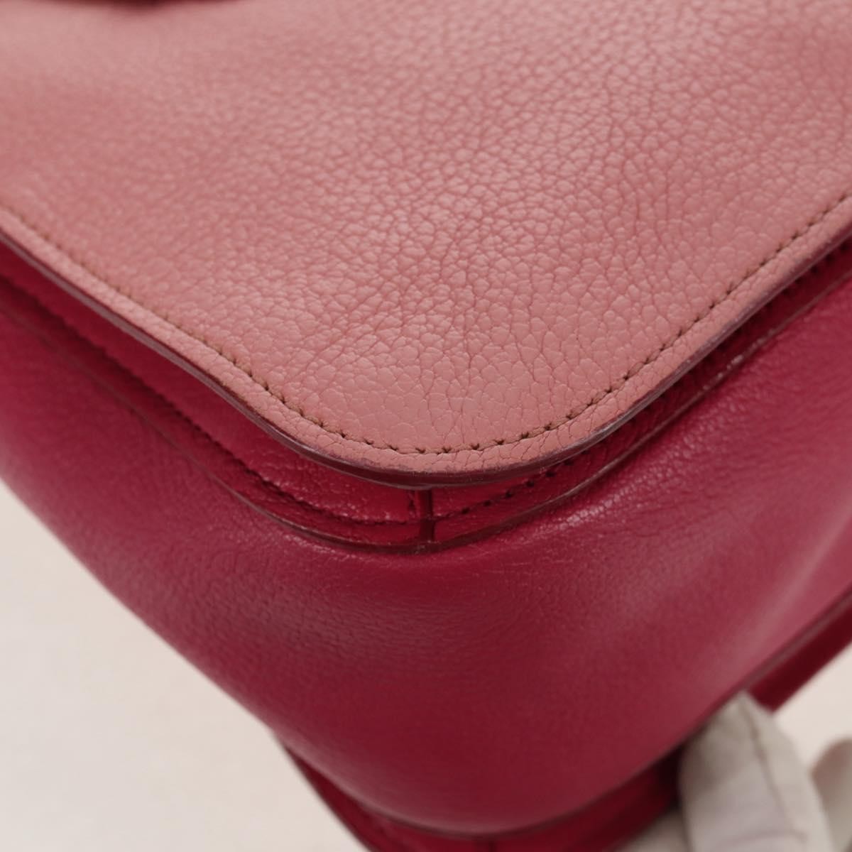 Miu Miu Madras Convertible Lock Tote Leather Pink Leather Handbag (Pre-Owned)