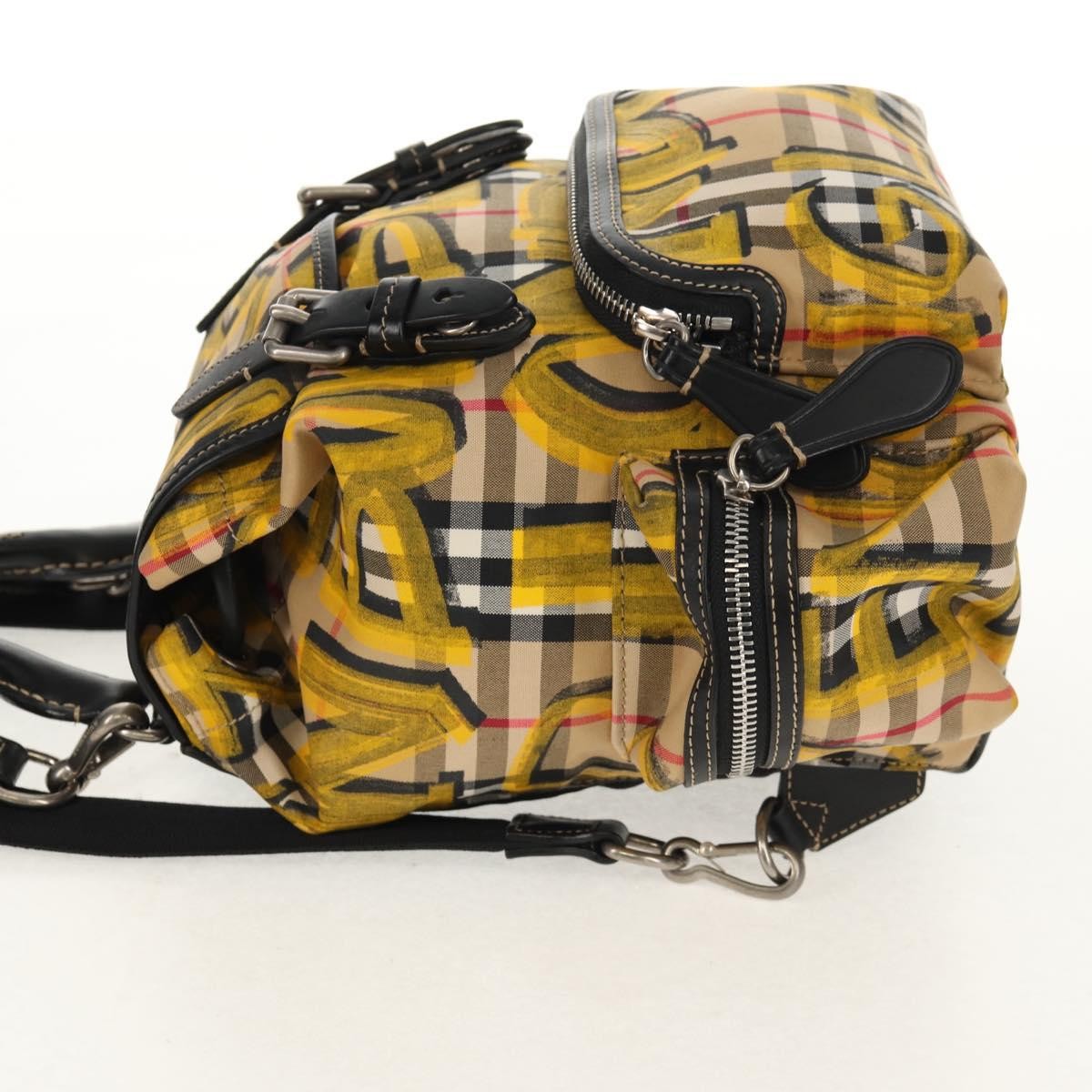 Burberry Graffiti Rucksack Backpack Vintage Check Canvas Beige Canvas Backpack Bag (Pre-Owned)