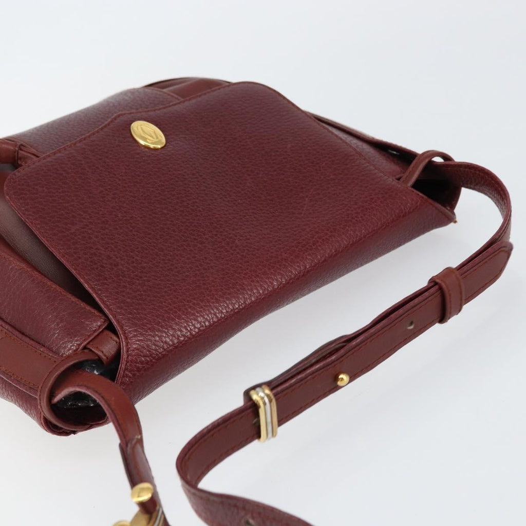 Cartier Must De Cartier Shoulder Bag Leather Burgundy Leather Shoulder Bag Bag (Pre-Owned)