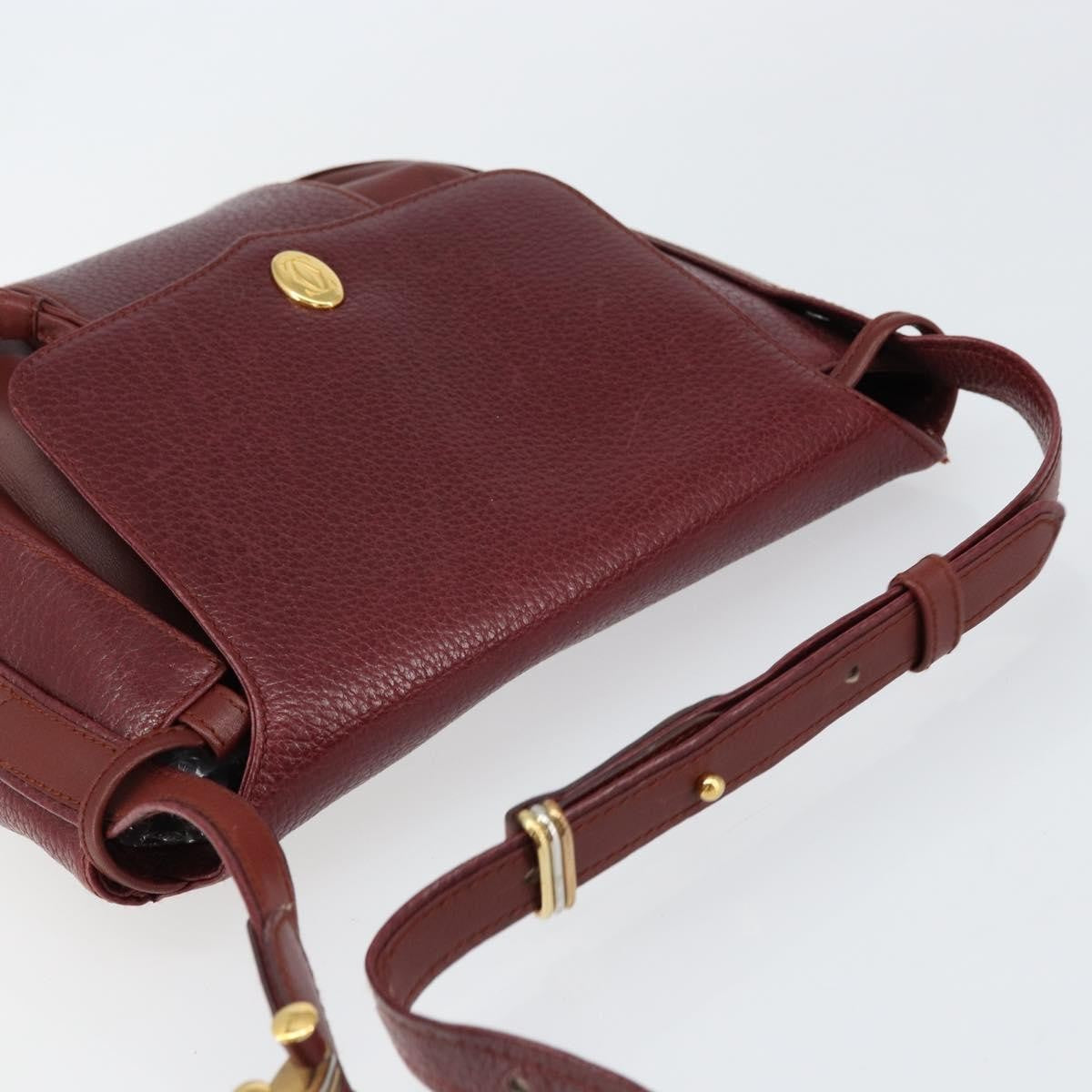 Cartier Must De Cartier Shoulder Bag Leather Burgundy Leather Shoulder Bag Bag (Pre-Owned)