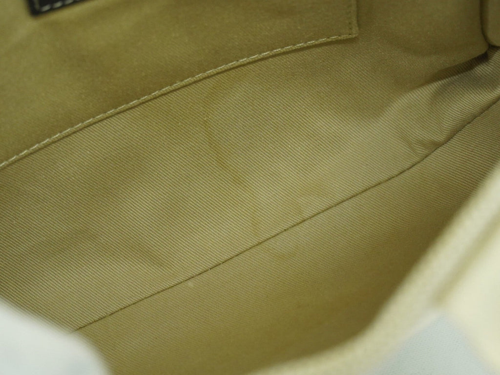 Chloe Woody Tote Canvas With Leather Beige,Navy Canvas Tote Bag Bag (Pre-Owned)