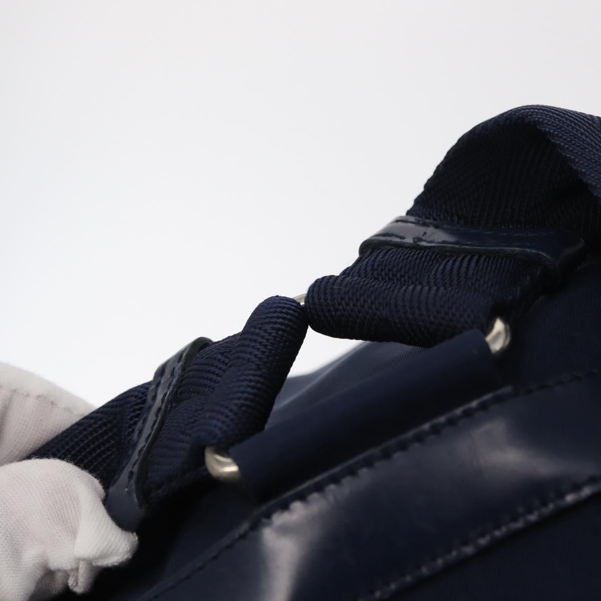 Prada Vela Double Front Pocket Backpack Tessuto With Saffiano Leather Blue Nylon Backpack Bag (Pre-Owned)