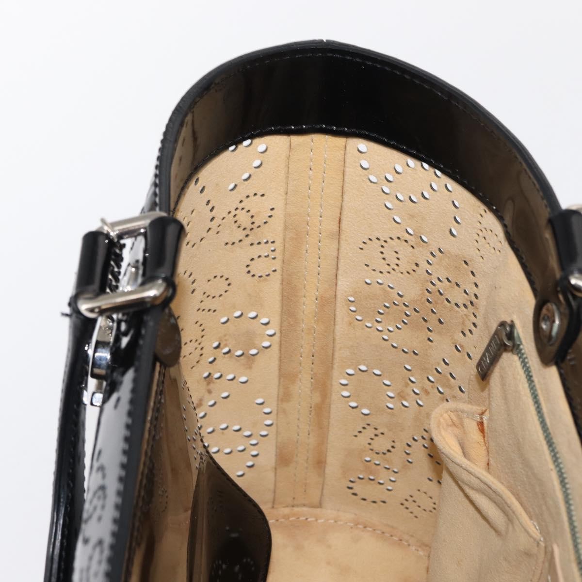 Chanel Cc No.5 Shopping Tote Perforated Patent Black Patent_Leather Tote Bag Bag (Pre-Owned)