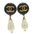 Chanel Cc Dangle Earrings Metal With Faux Pearl Gold Gold_Plated Earrings Jewelry (Pre-Owned)