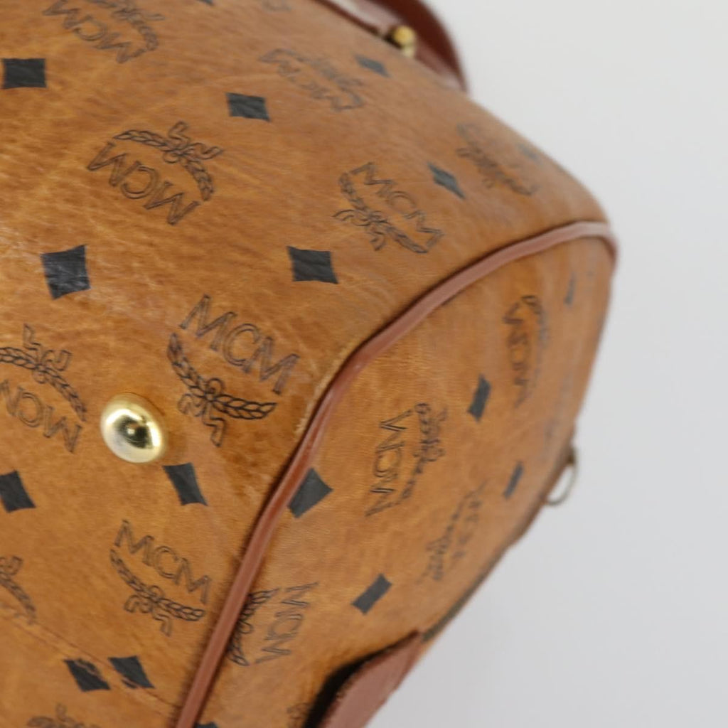 MCM Visetos Logogramme Handbag Canvas And Leather Brown Canvas Travel Bag Bag (Pre-Owned)