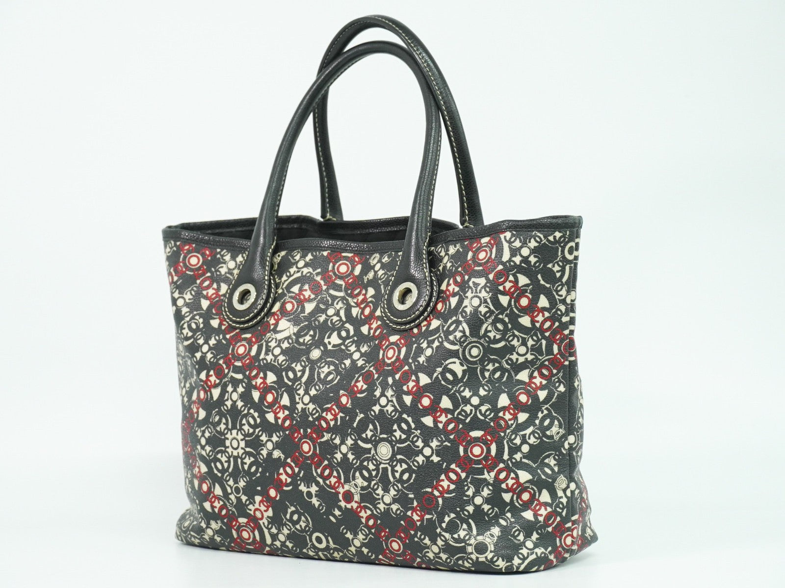 Chanel Optic Coco Tote Printed Coated Canvas With Caviar Multicolour Canvas Tote Bag Bag (Pre-Owned)