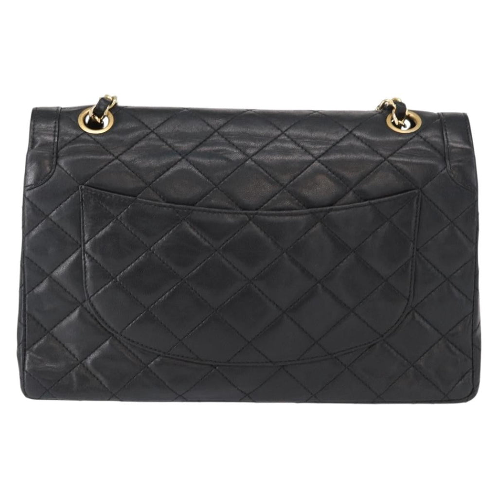Chanel Vintage Two Tone Cc Flap Bag Quilted Lambskin Black Leather Shoulder Bag Bag (Pre-Owned)