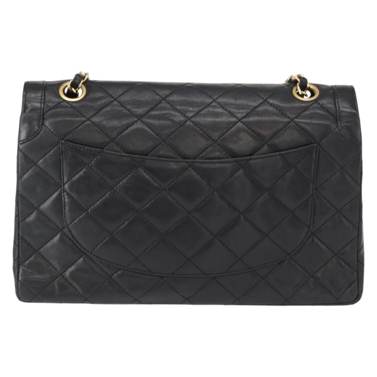 Chanel Vintage Two Tone Cc Flap Bag Quilted Lambskin Black Leather Shoulder Bag Bag (Pre-Owned)