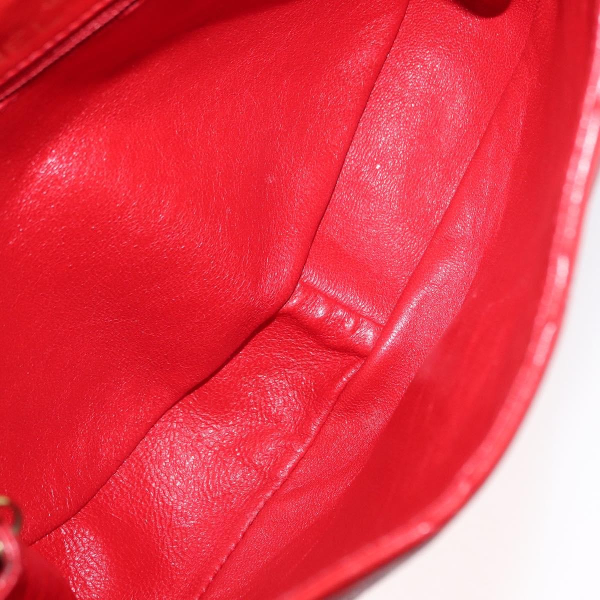 Chanel Camellia Rounded Clutch Satin And Leather Red Leather Shoulder Bag Bag (Pre-Owned)