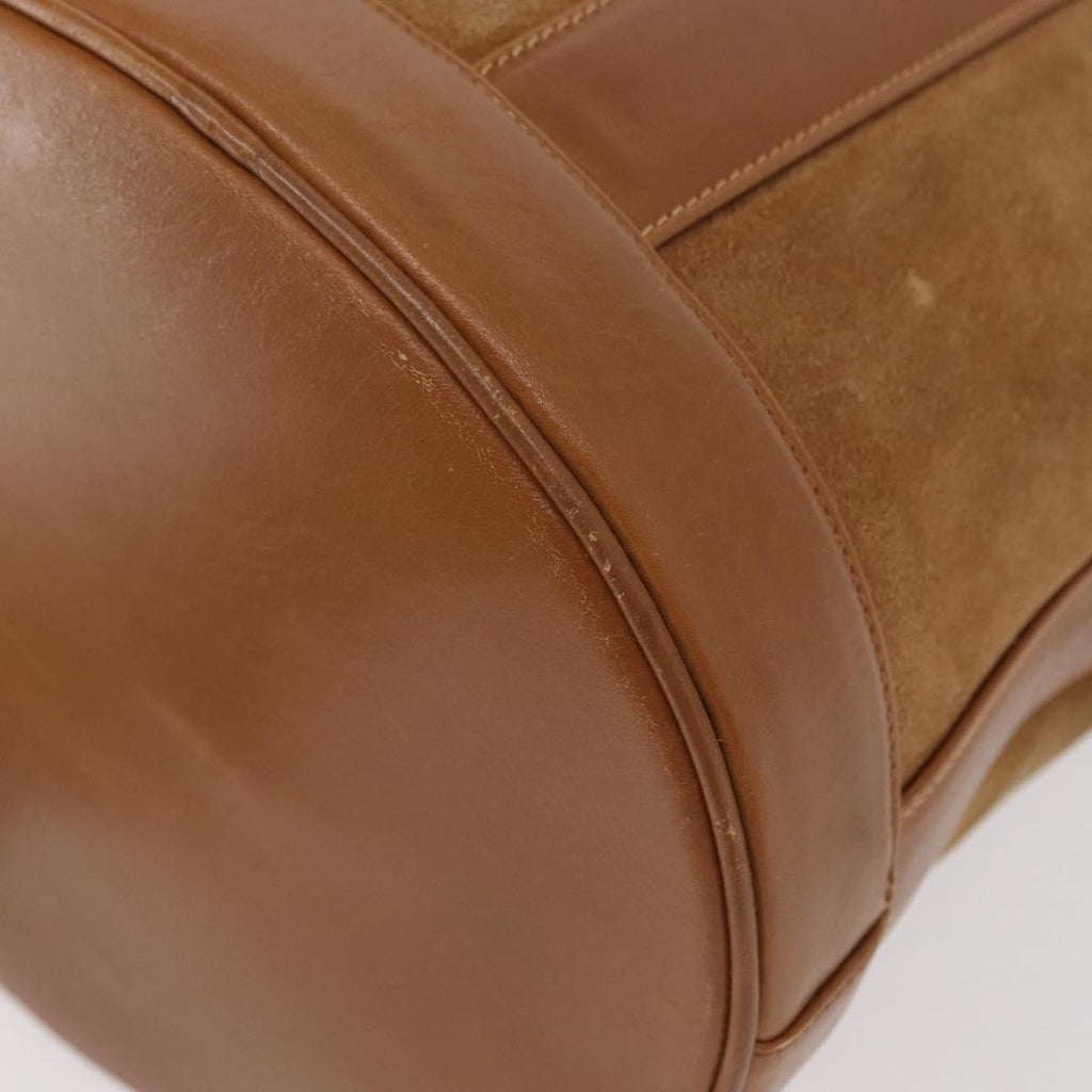 Salvatore Ferragamo Vintage Shoulder Bag Leather Beige Suede Shoulder Bag Bag (Pre-Owned)