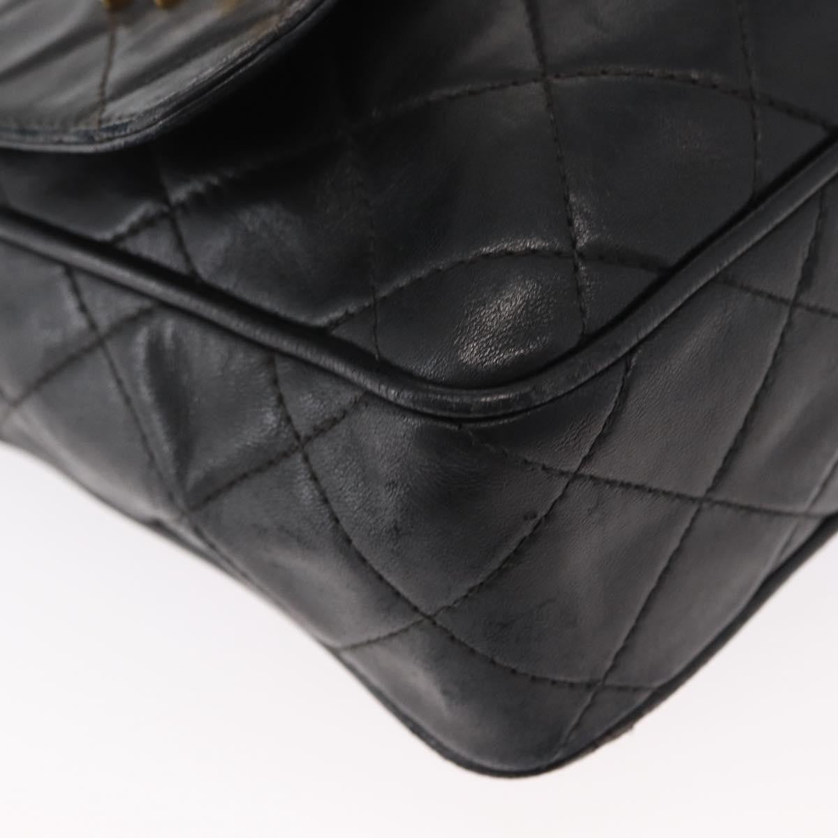 Chanel Cc Chain & Tassel Front Pocket Camera Bag Quilted Lambskin Black Leather Shoulder Bag Bag (Pre-Owned)