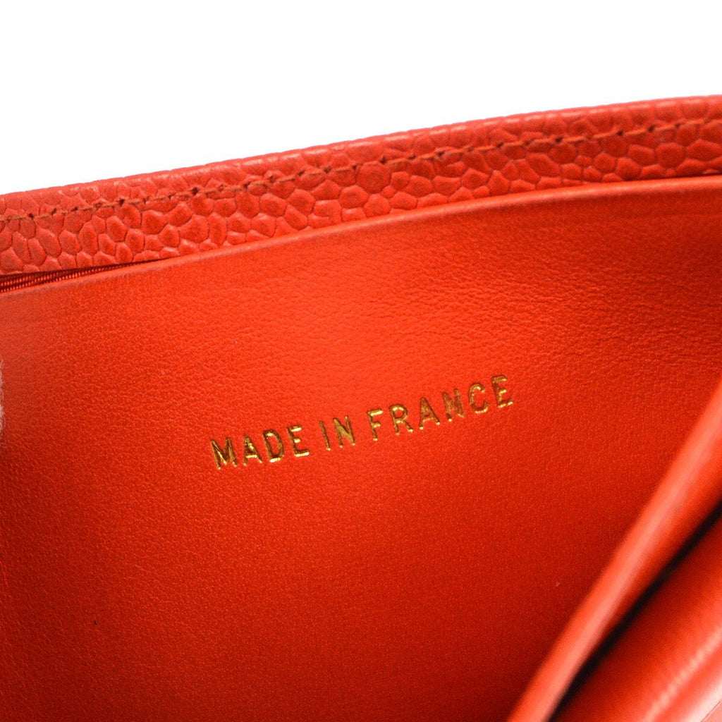 Chanel Vintage Timeless Cc Bifold Wallet Caviar Red Leather Wallets Accessory (Pre-Owned)