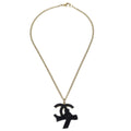 Chanel Cc Bow Chain Pendant Necklace Metal With Leather Gold Gold_Plated Necklace Jewelry (Pre-Owned)