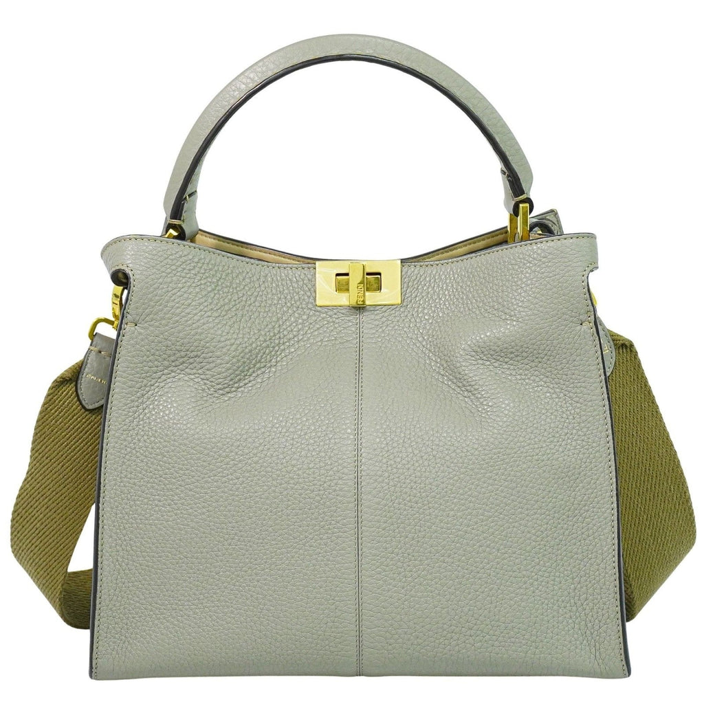 Fendi Peekaboo X-Lite Bag Leather Gray Leather Shoulder Bag Bag (Pre-Owned)