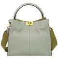 Fendi Peekaboo X-Lite Bag Leather Gray Leather Shoulder Bag Bag (Pre-Owned)