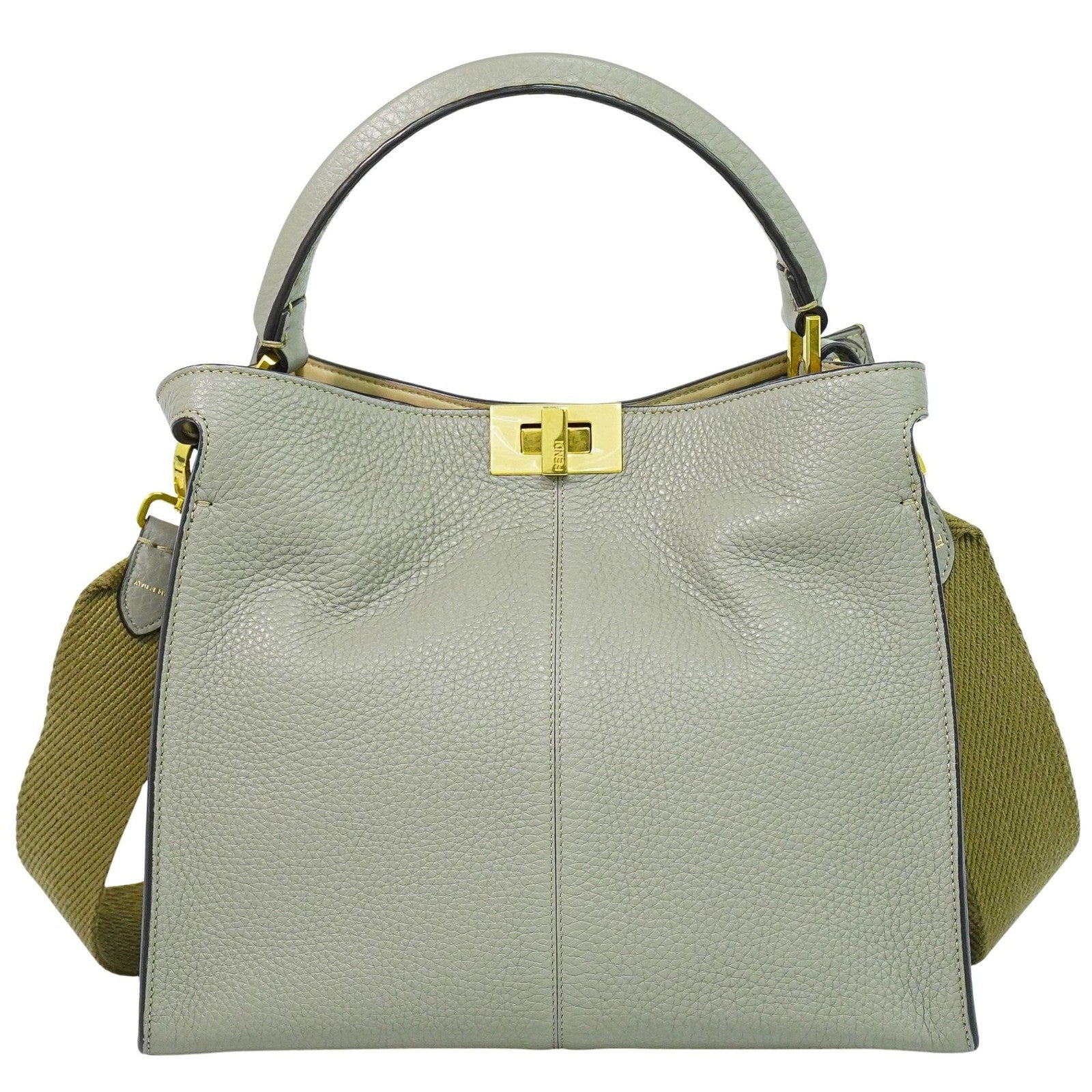 Fendi Peekaboo X-Lite Bag Leather Gray Leather Shoulder Bag Bag (Pre-Owned)