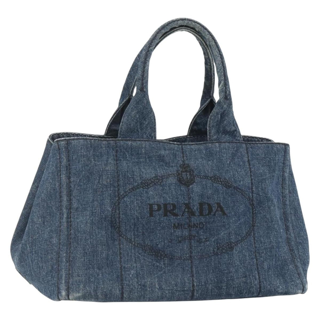 Prada Canapa Tote Denim Blue Canvas Tote Bag Bag (Pre-Owned)