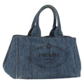 Prada Canapa Tote Denim Blue Canvas Tote Bag Bag (Pre-Owned)