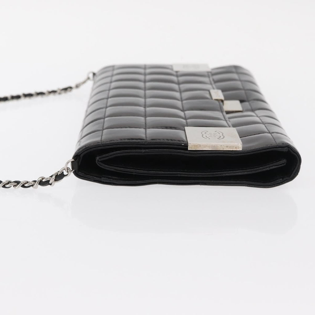 Chanel Chocolate Bar Chain Clutch Quilted Patent Black Patent_Leather Clutche & Pouche Bag (Pre-Owned)